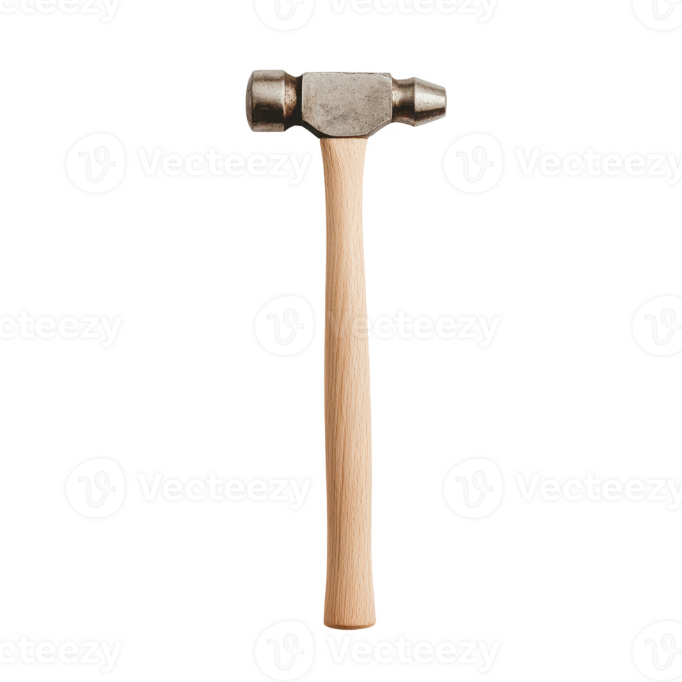 A sturdy hammer with a wooden handle designed for construction and repair tasks. png