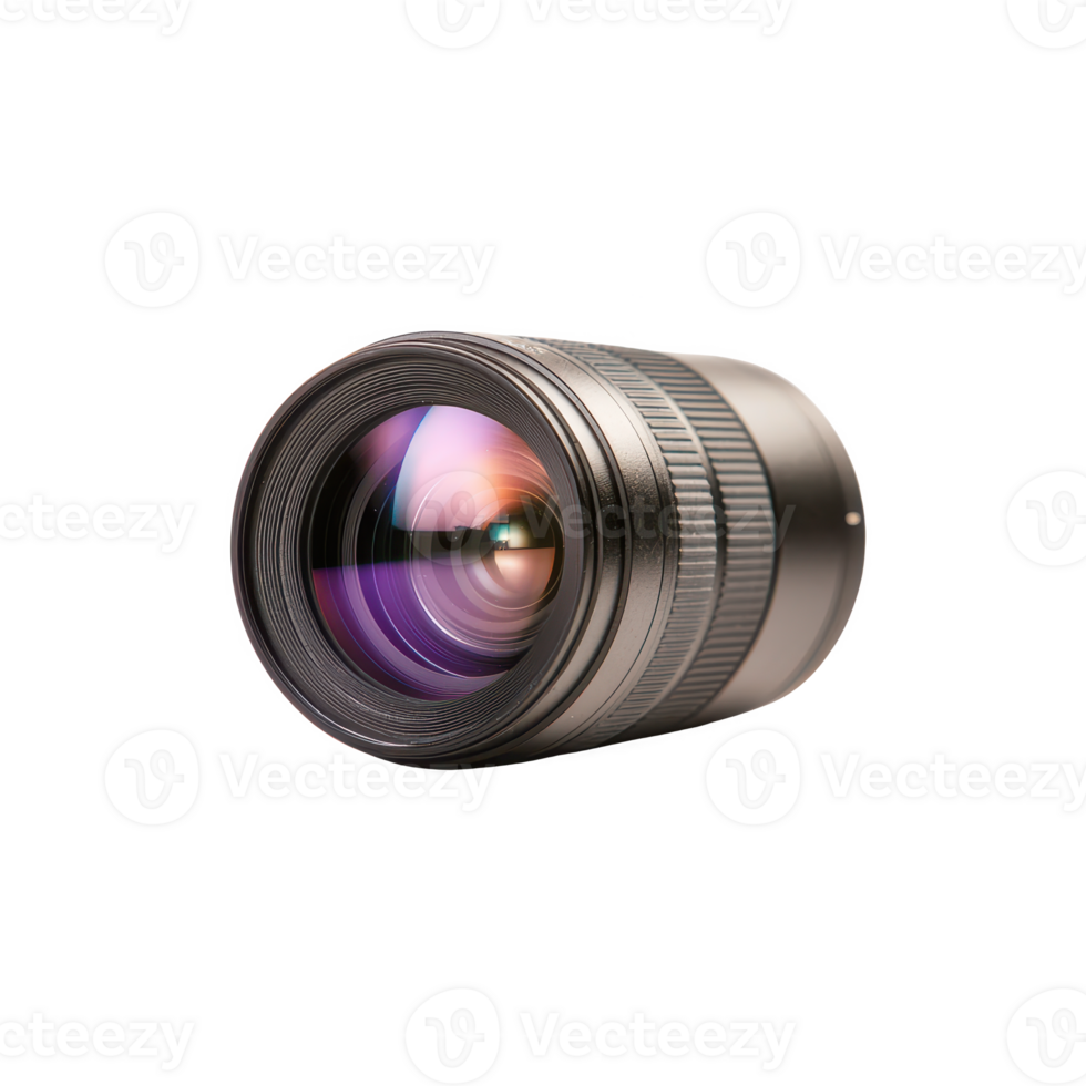 High-quality camera lens showcasing vibrant reflections for photography enthusiasts. png