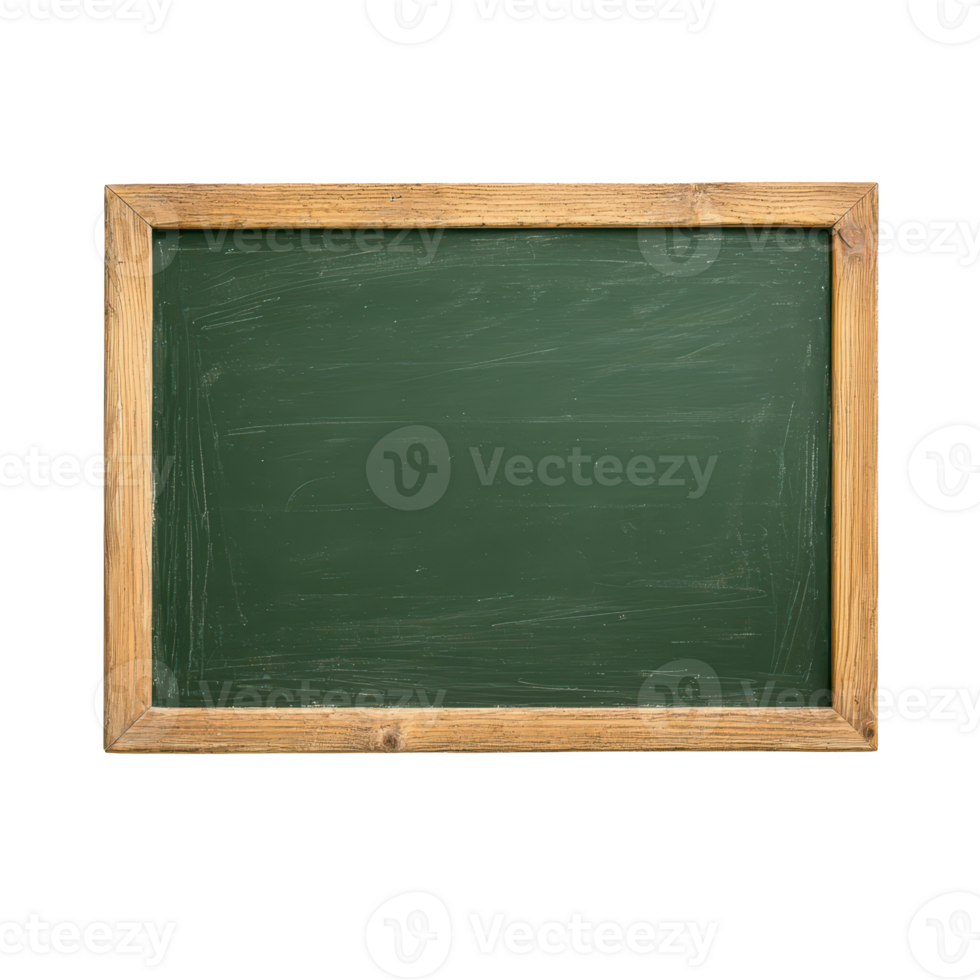 Empty chalkboard with a rustic frame ready for educational use or creative displays. png