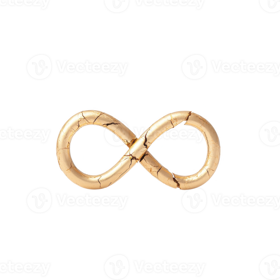 A golden infinity symbol on a white isolated background. png