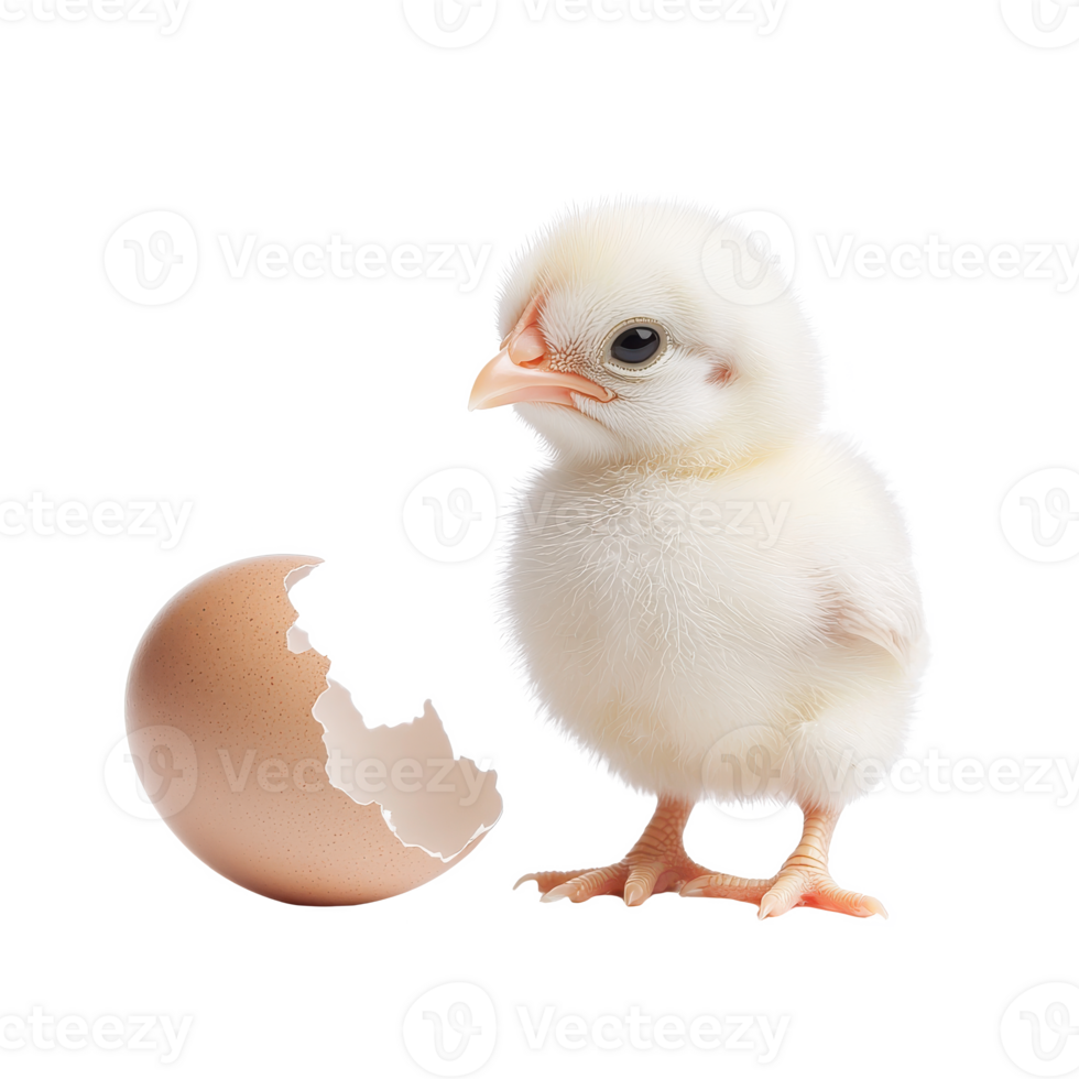 A fluffy chick emerging from an eggshell, symbolizing new beginnings and life. png
