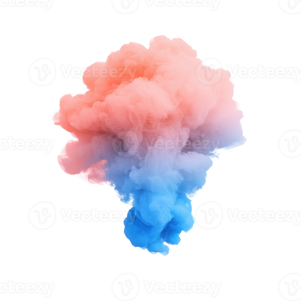 Colorful smoke explosion in pink and blue, creating a dynamic visual effect against a white background. png