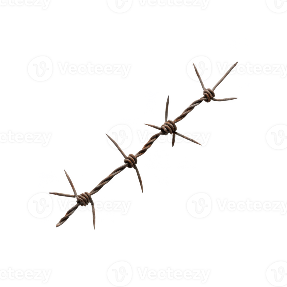 Barbed wire on a white isolated background, symbolizing confinement and restriction. png