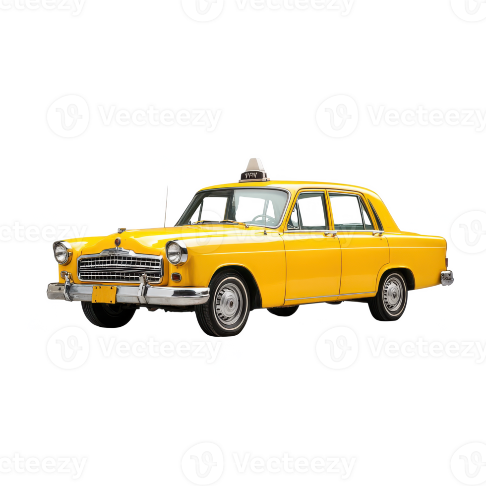Classic yellow taxi cab on a white isolated background. png