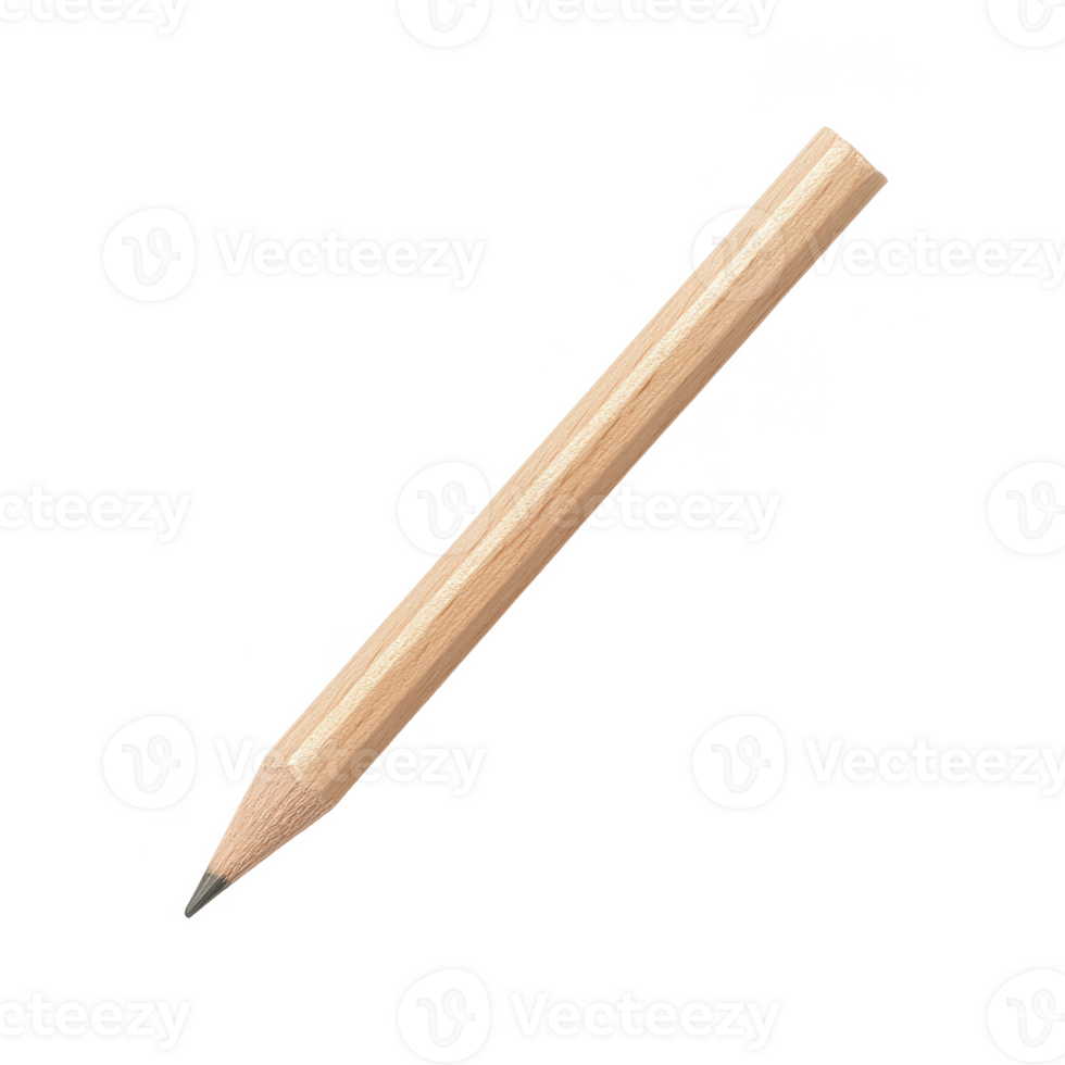 A wooden pencil, isolated against a white background, ideal for creative projects. png