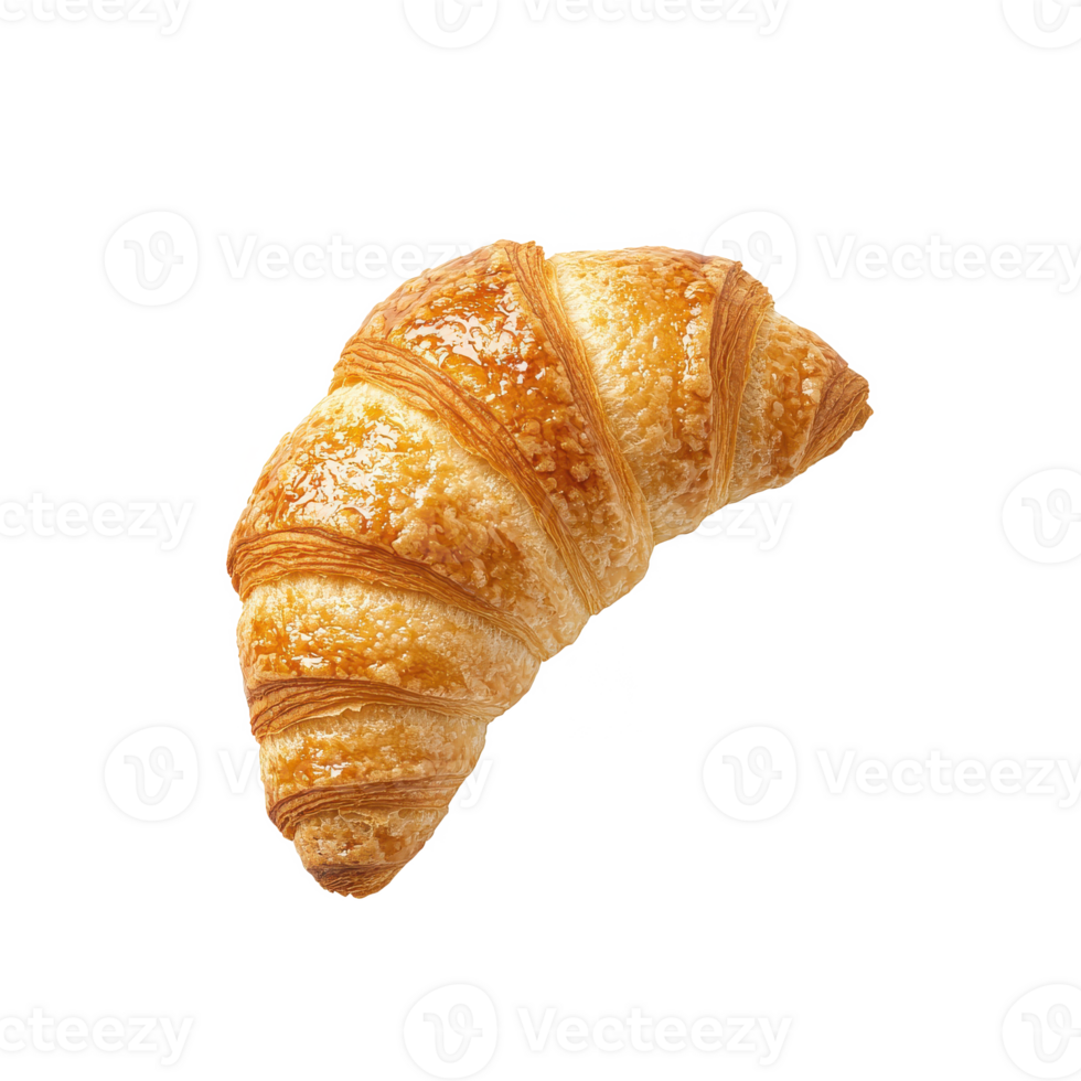 Delicious golden croissant, flaky, and buttery, isolated on a white background. png