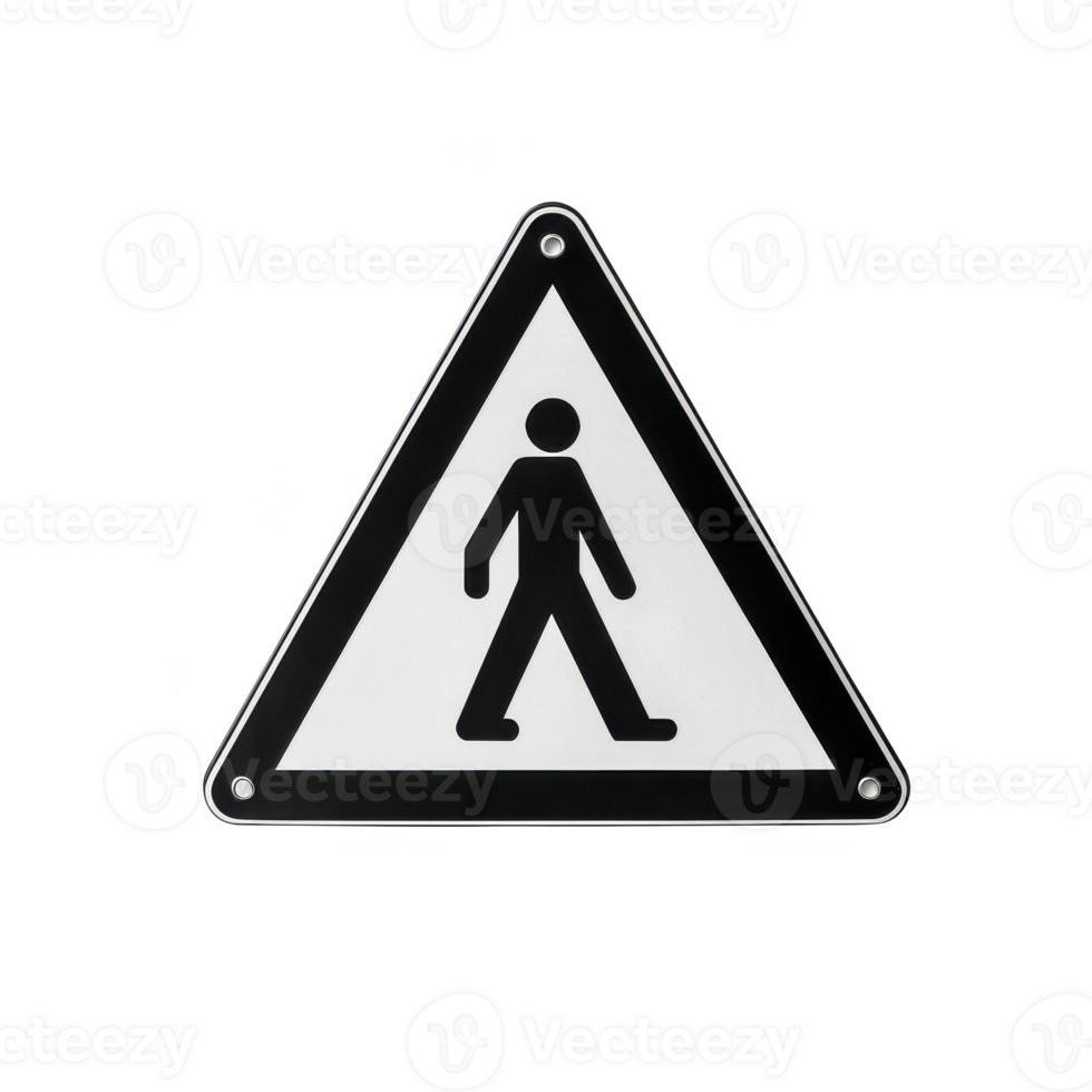 Pedestrian warning sign isolated on a white background. png