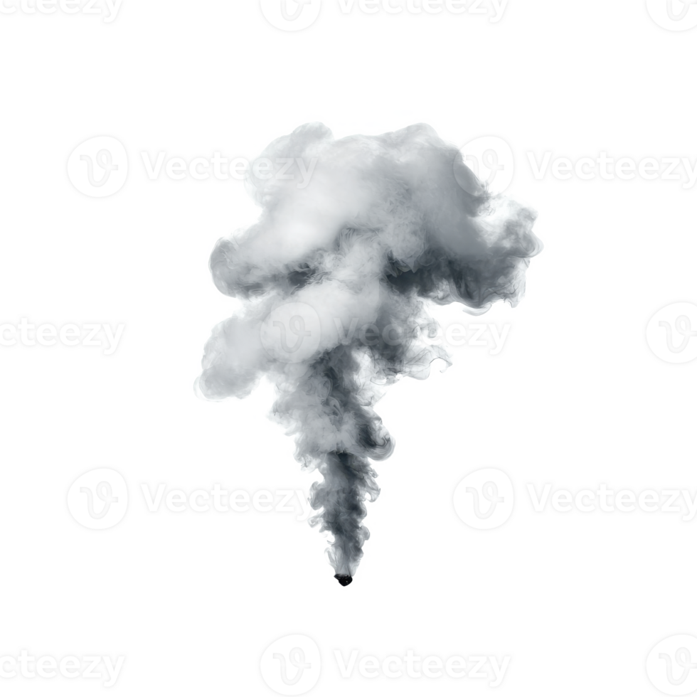 Realistic smoke cloud on a white isolated background, suitable for various graphic design projects. png
