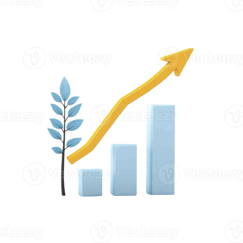 Financial growth represented by charts and growth symbols, symbolizing success and development. png