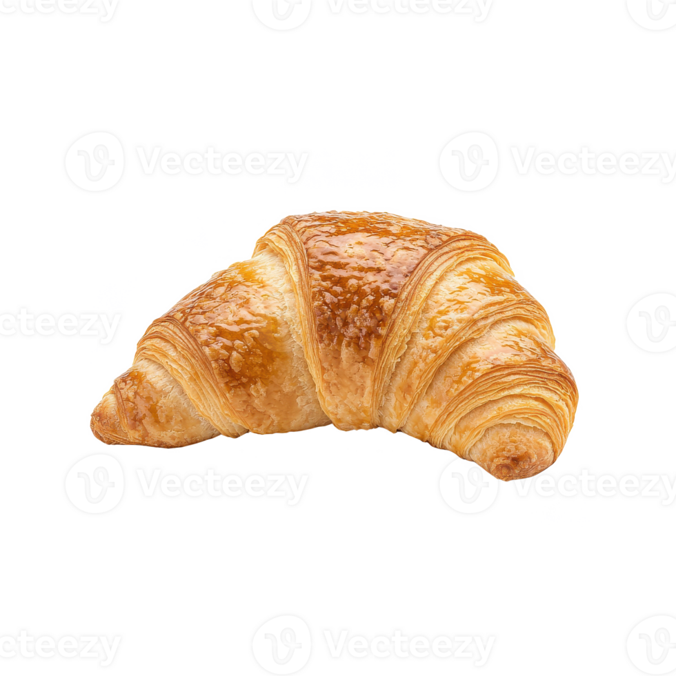 Freshly baked, golden croissant with a flaky texture on a white isolated background. png