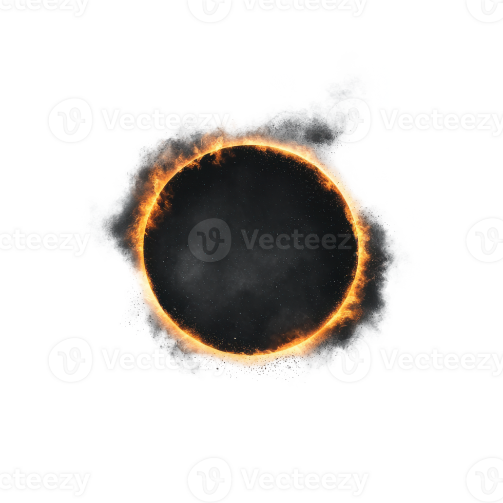 Fiery circle with smoke edges on isolated background, perfect for graphic design and visual effects. png