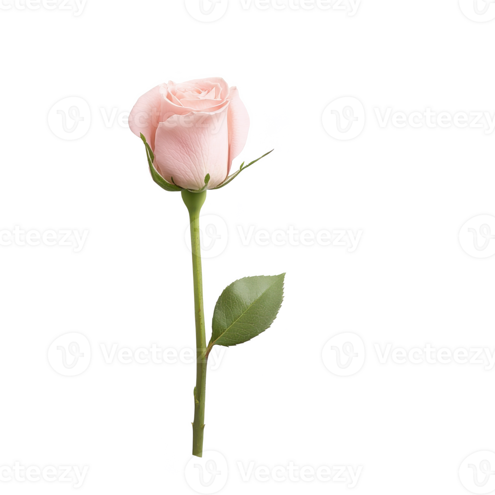 Soft pink rose with delicate petals, isolated on a white background, perfect for floral designs. png