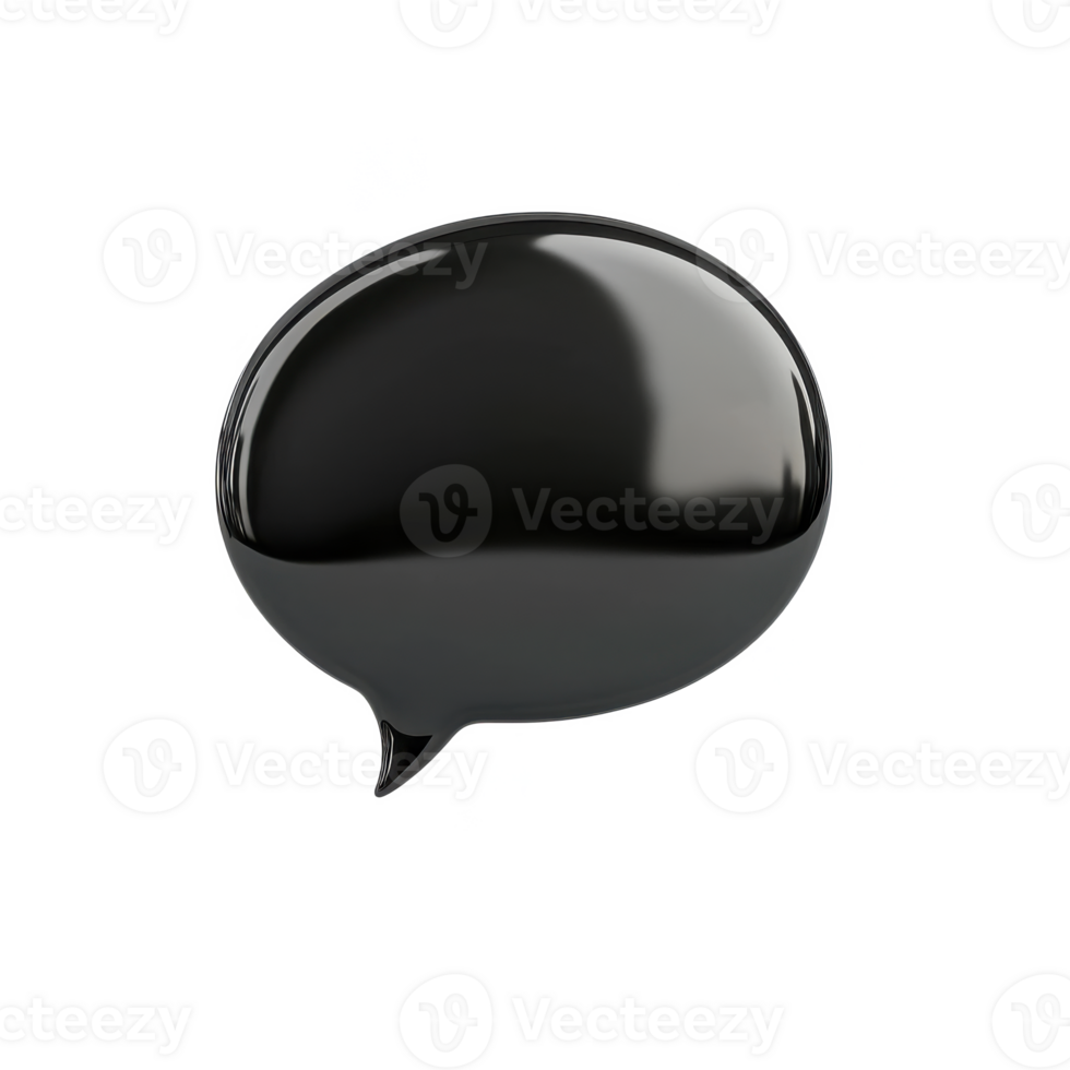 Stylized black speech bubble on a white isolated background, ideal for communication concepts. png