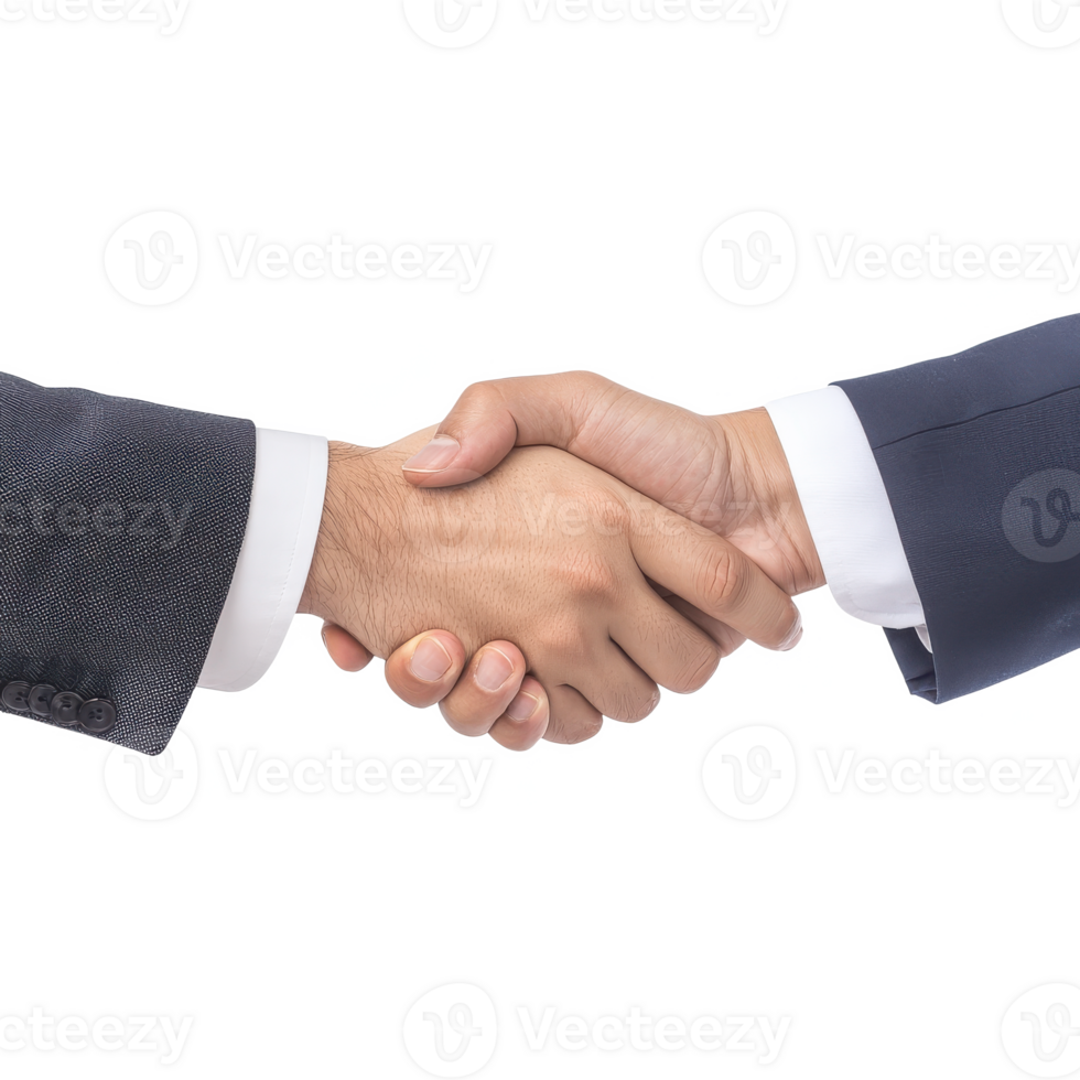 Two hands shaking in a professional setting symbolizing agreement and partnership. png