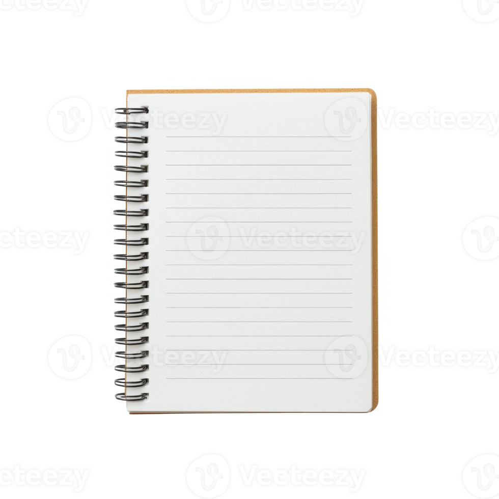 Spiral-bound notebook with blank lined pages, perfect for notes and sketches. png