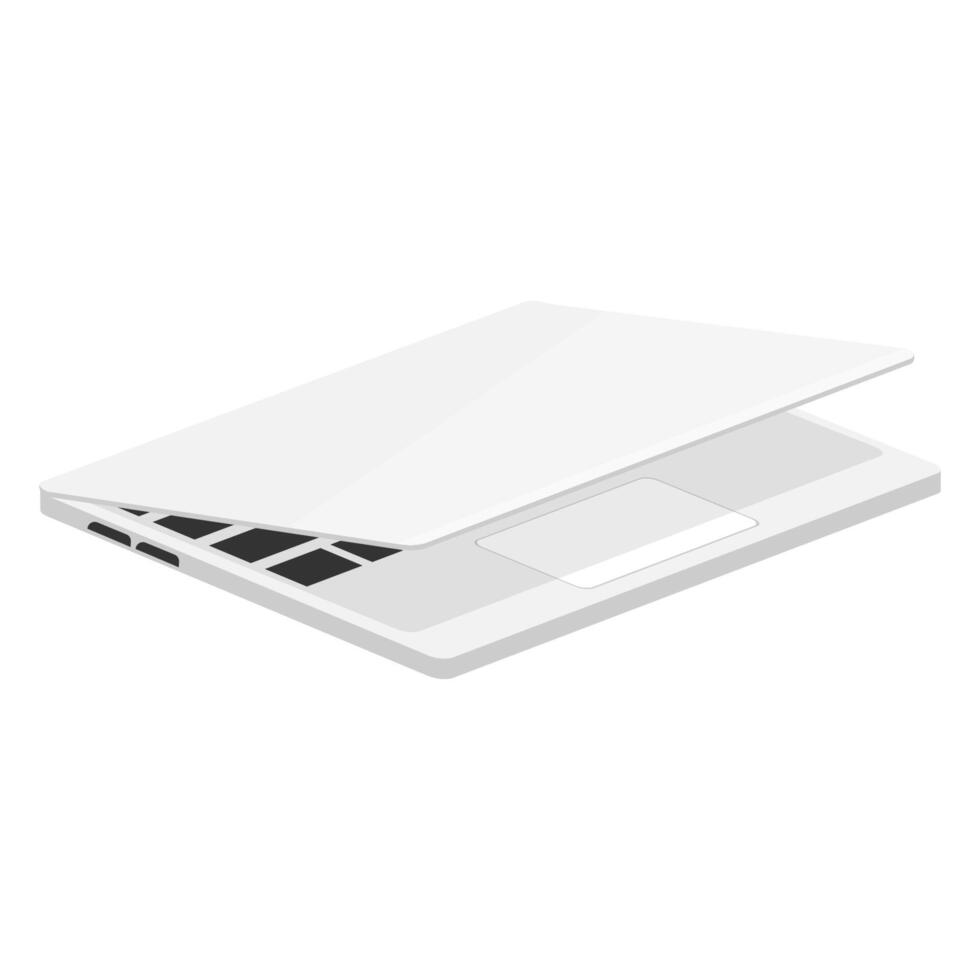 Partially Closed Laptop with Minimalist Design illustration vector