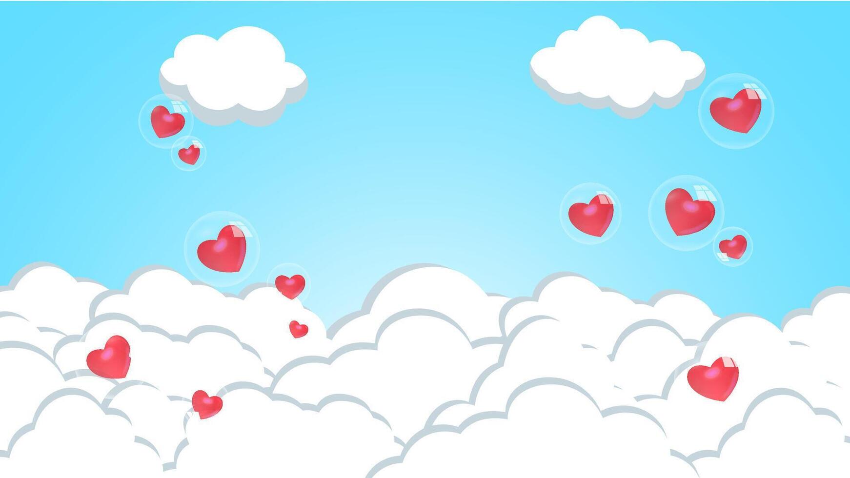 Red heart in a bubble floating on a cloud vector