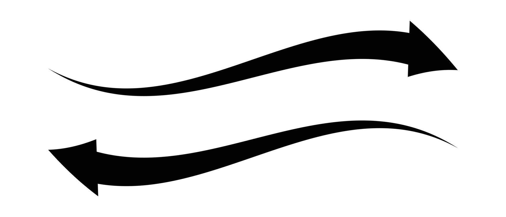 Arrow . Arrow to left and right icon web design isolated on white background. Long curve black arrow set. illustration. vector