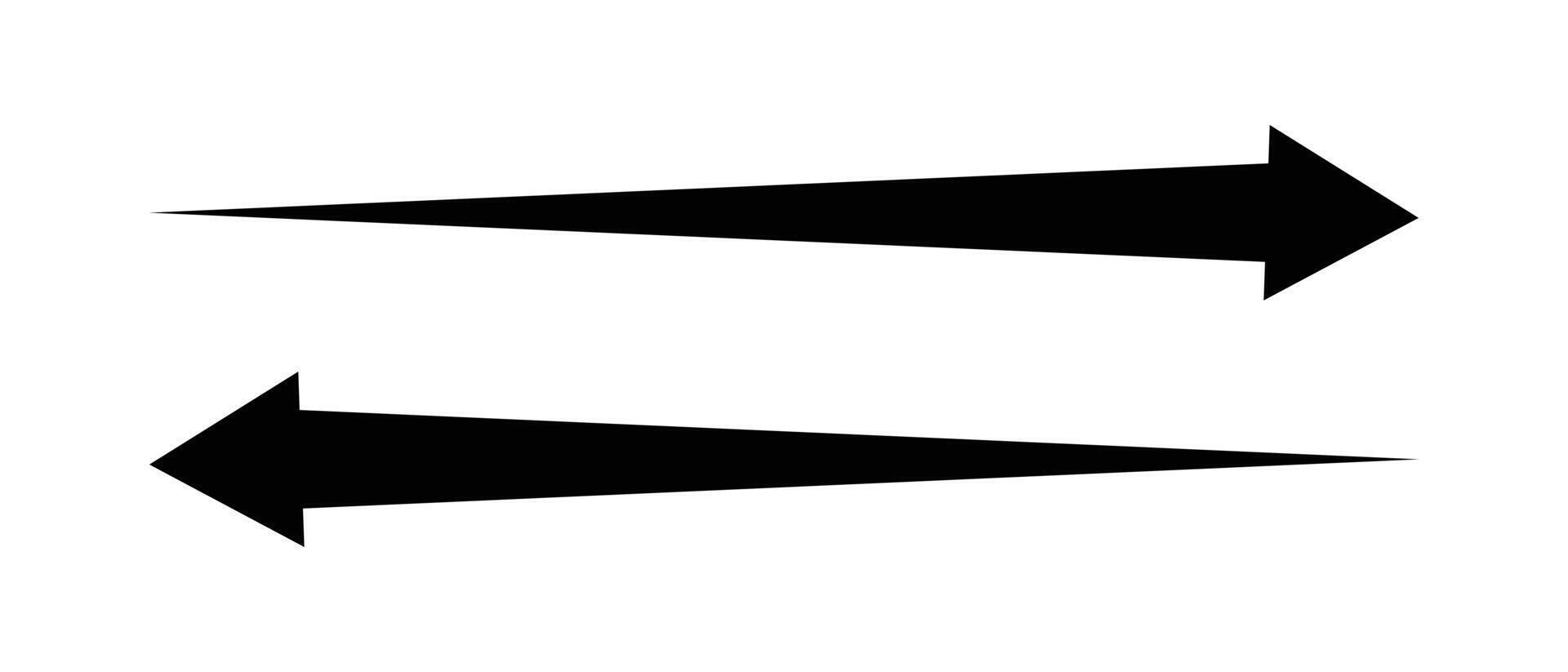Arrow pointing to the right and left. Arrow icon isolated on white. Black arrow left and right isolated on white background. Black arrow forward. vector
