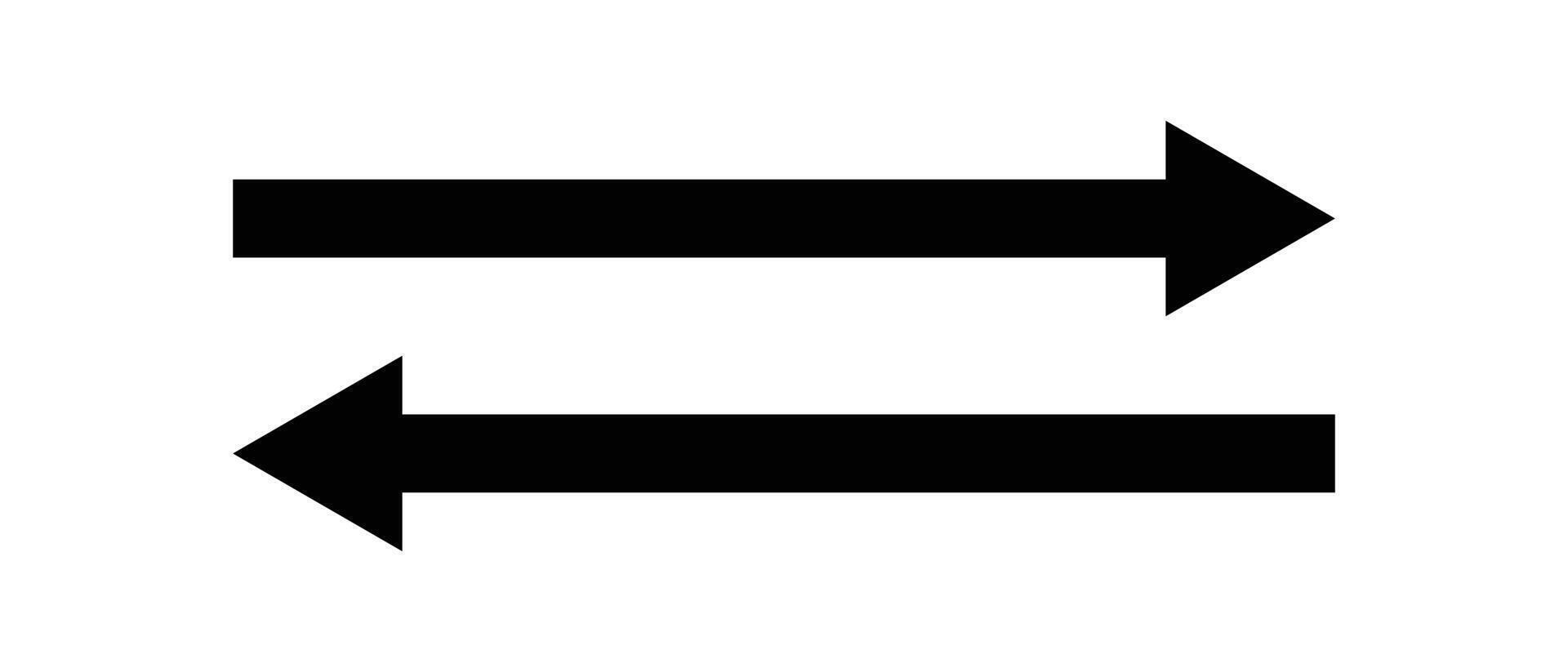 Arrow to left and right icon. Long arrow icon. Long curve arrow set isolated on white background. illustration. vector