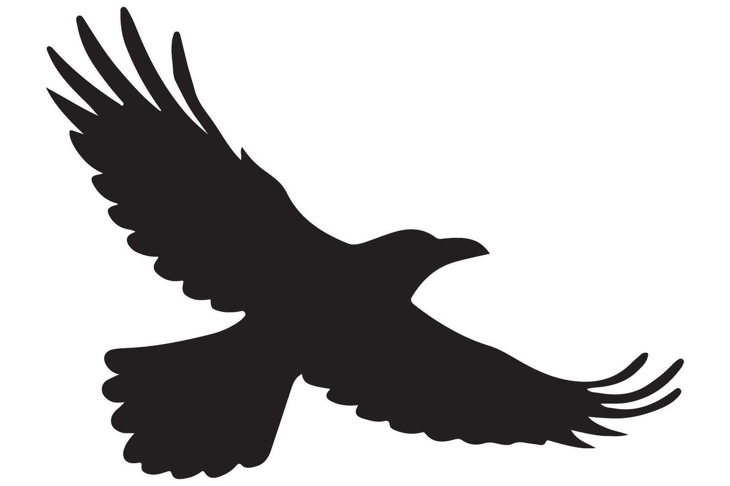 Majestic Crow Silhouette in Mid-Flight vector