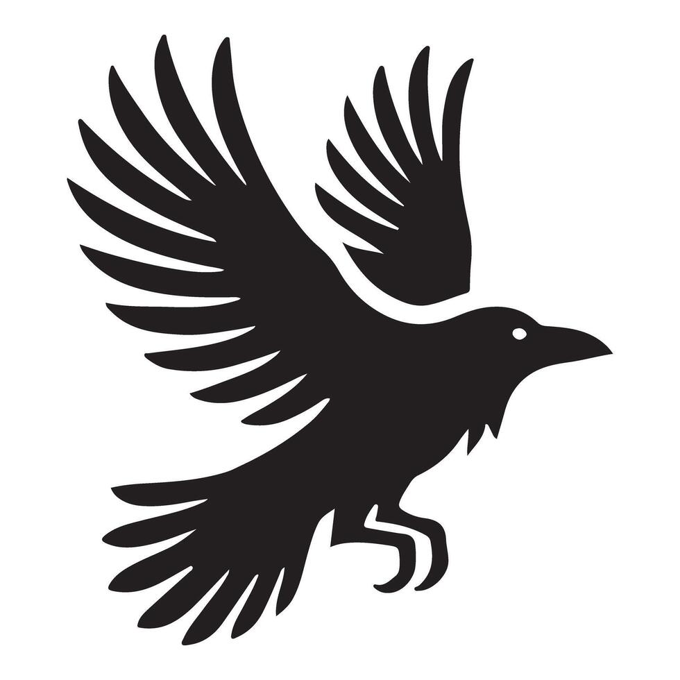 Majestic Raven Silhouette Soaring in Flight vector