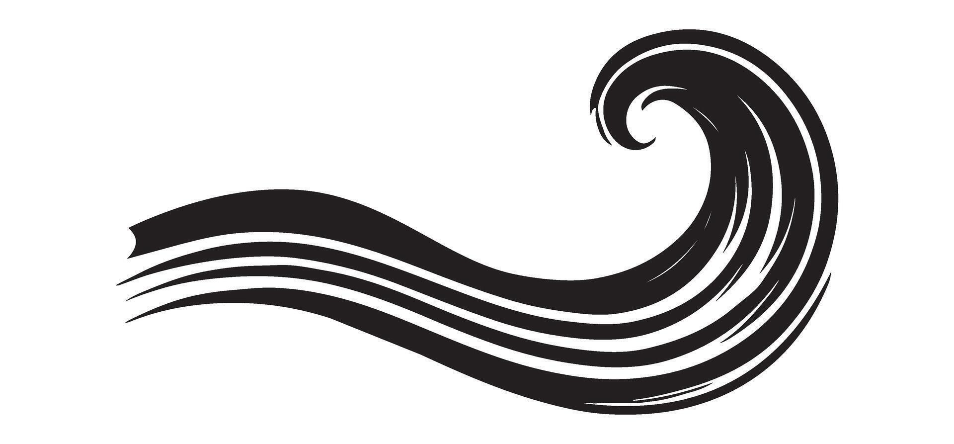 Abstract Stylized Black and White Ocean Wave Illustration vector