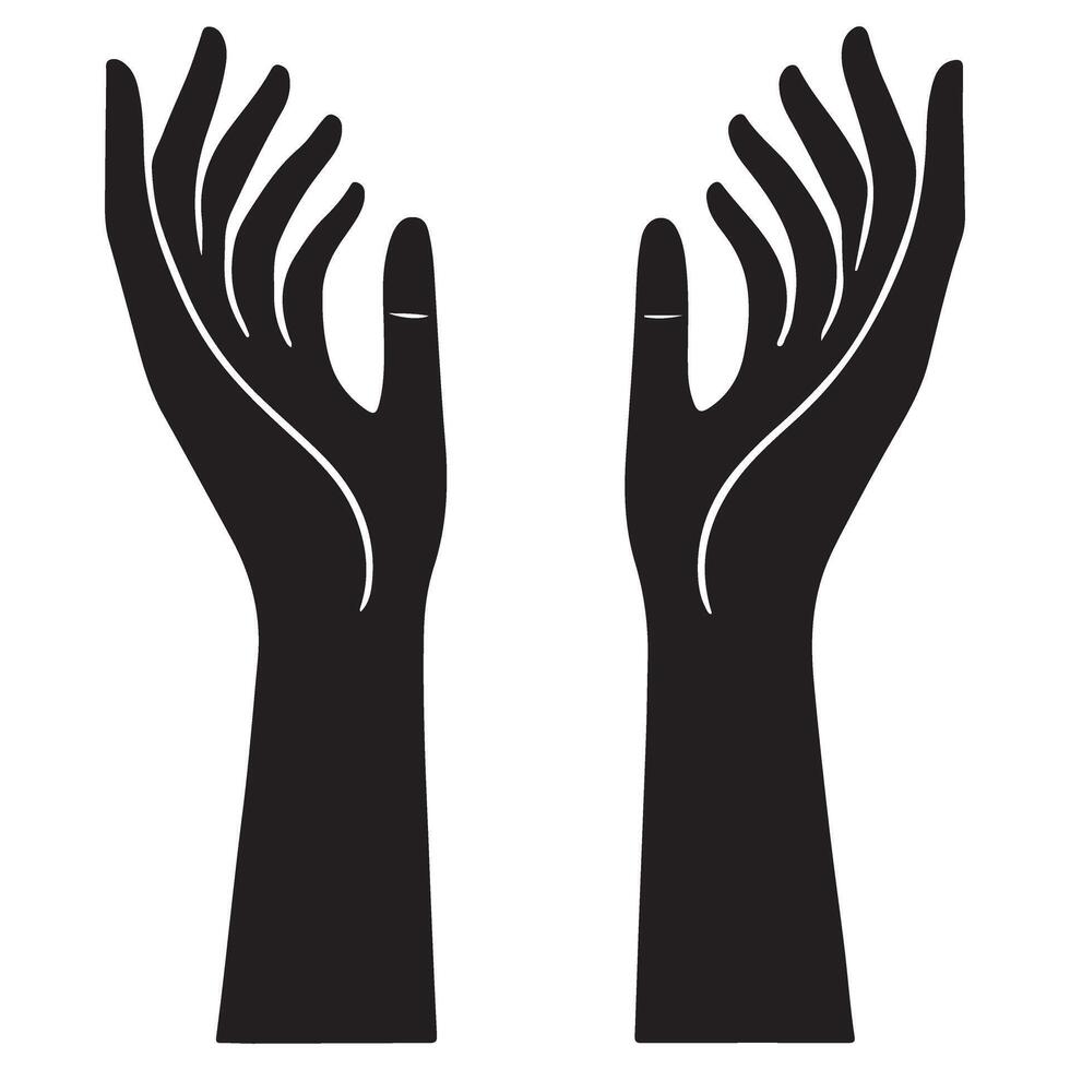 Elegant Black Silhouette Hands in Prayerful Position vector