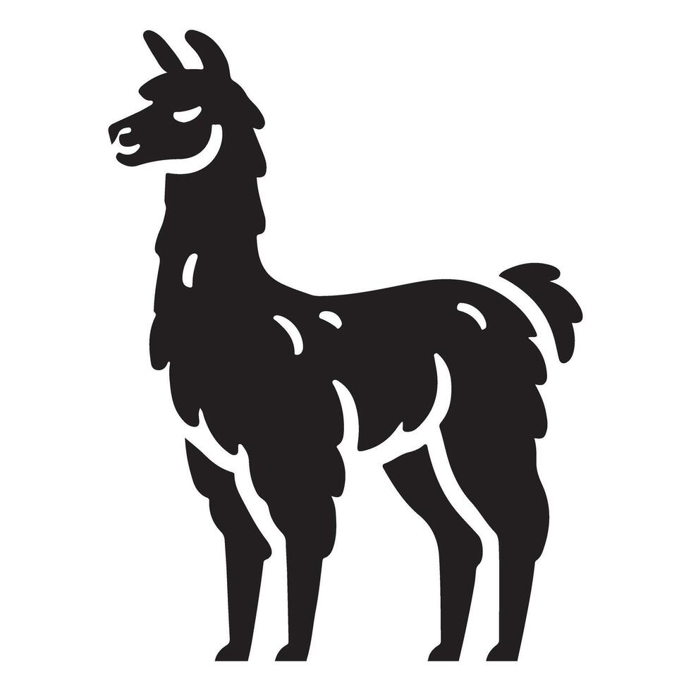 Majestic Llama Silhouette Standing Profile Illustration vector