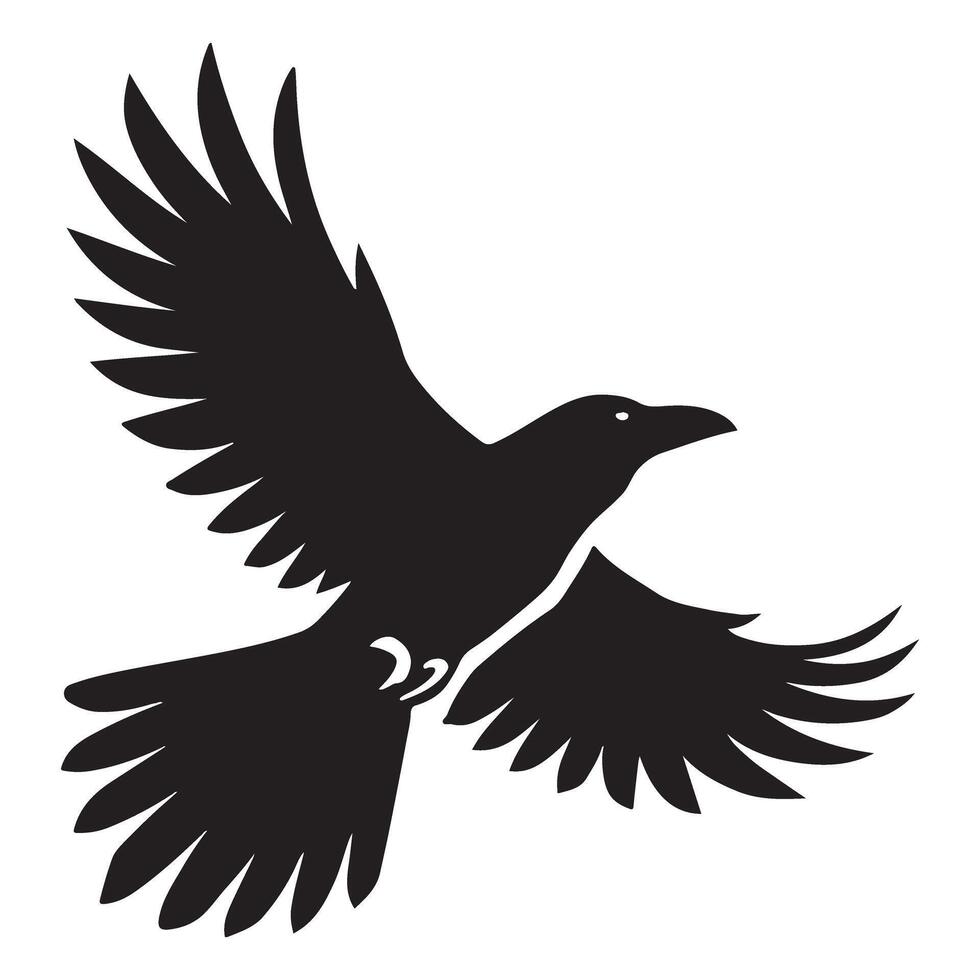 Silhouette of a Raven in Mid-Air vector