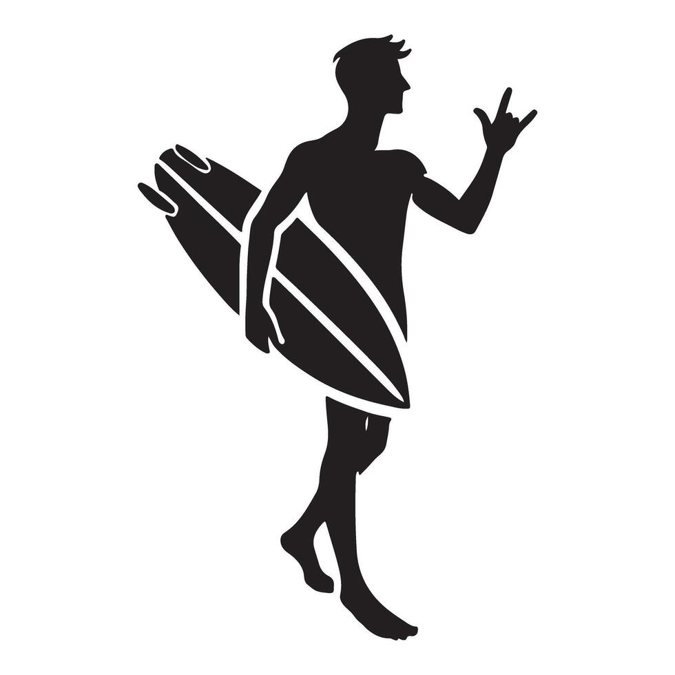 Surfer Silhouette Showing Shaka Sign Illustration vector
