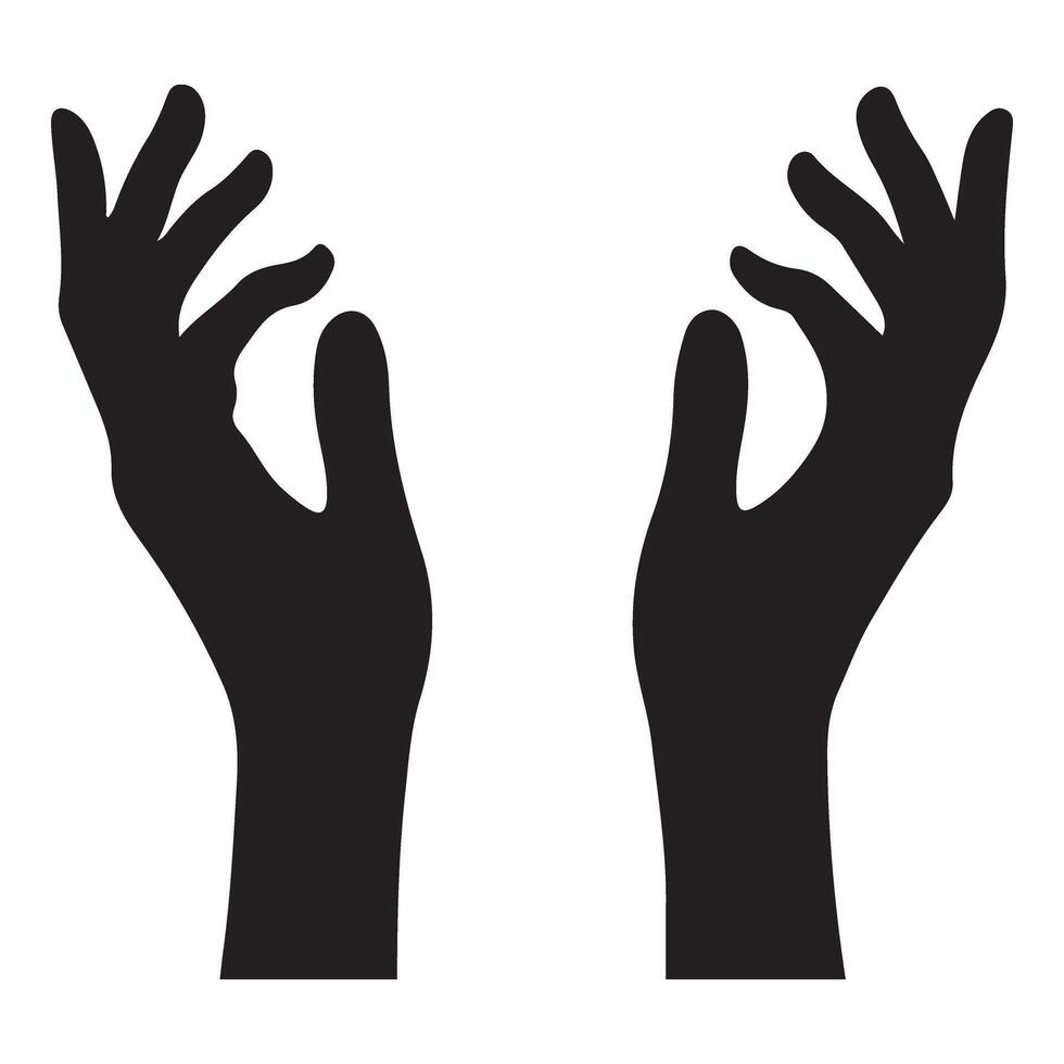 Silhouette of Two Open Hands Reaching Up Illustration vector