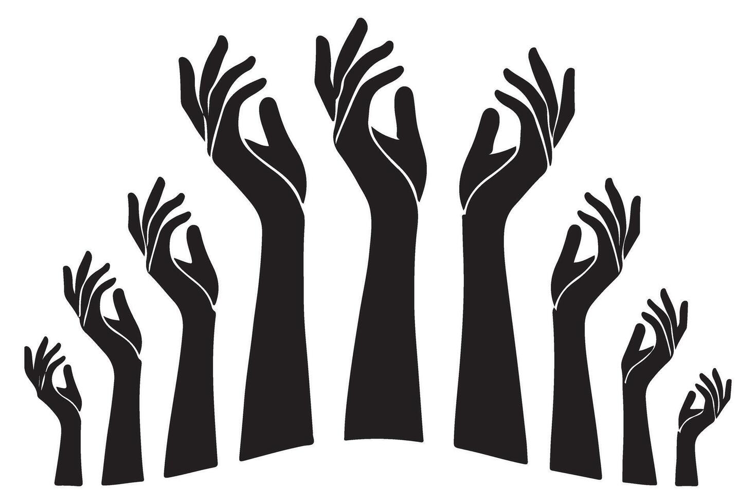 Reaching Hands Silhouette Illustration design vector