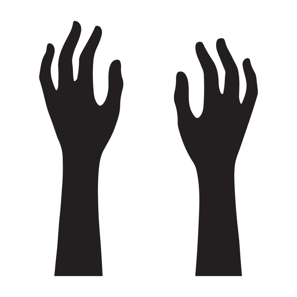 Two Reaching Zombie Hands Silhouettes Spooky Halloween Image vector