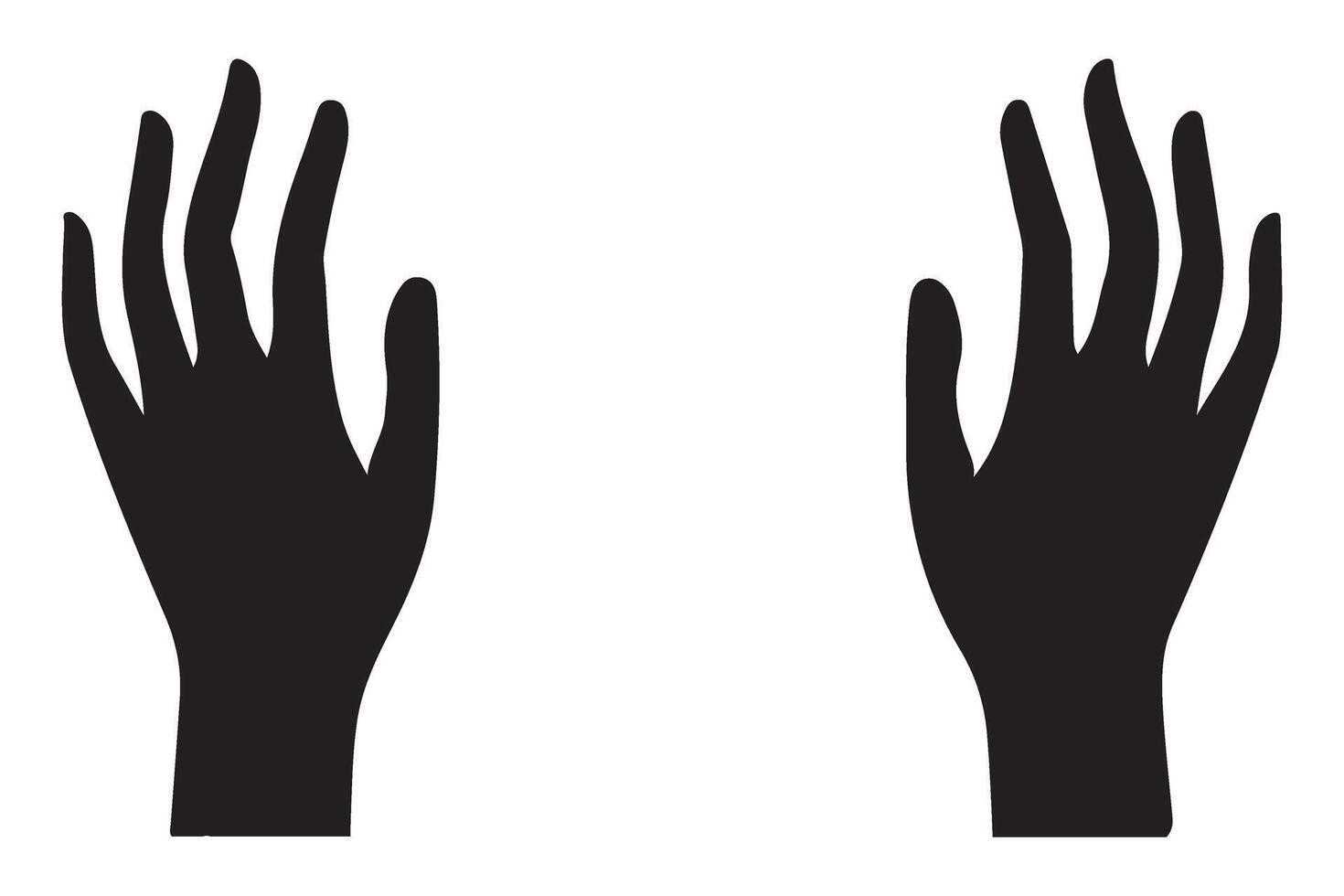 Pair of Simple Hands Silhouette Reaching Upward vector