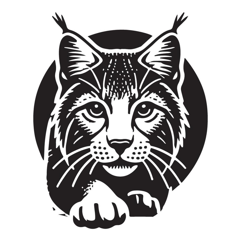 Lynx Head Silhouette in a Circle Wild Animal Portrait vector