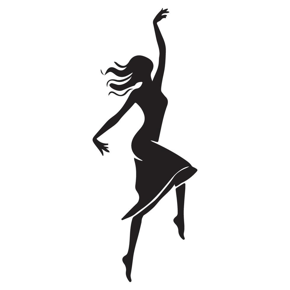 Joyful Dancing Woman Silhouette vector