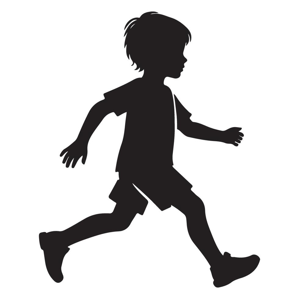 Running Boy Silhouette Illustration Active Child vector