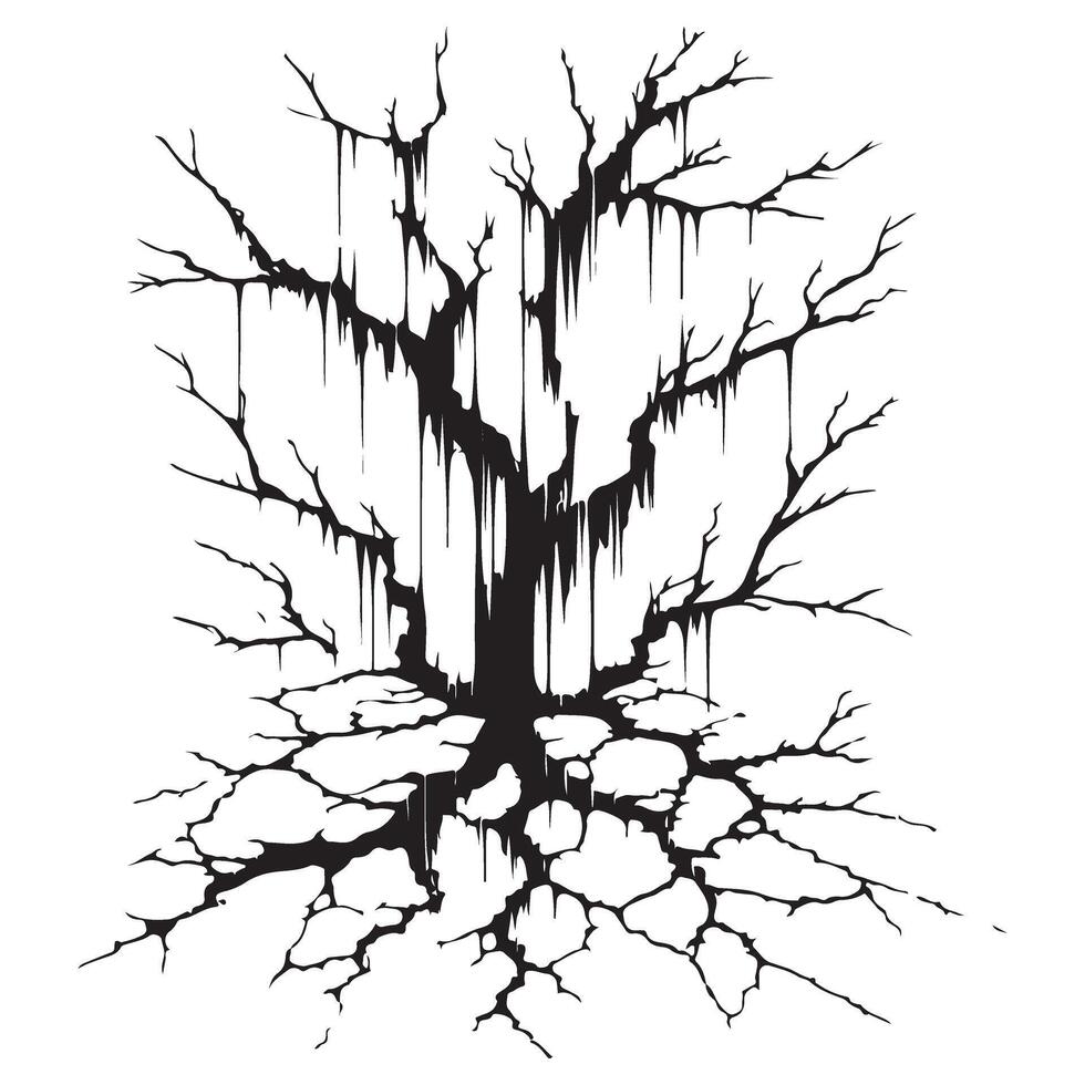 Abstract Cracked Surface Silhouette vector