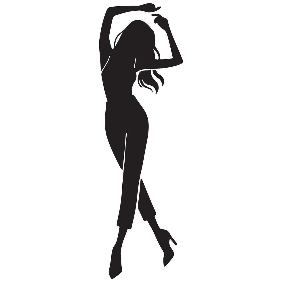 Elegant Woman Silhouette Illustration in Stylish Pose vector
