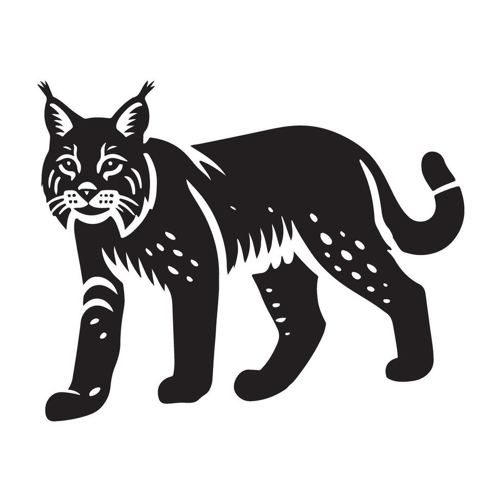 Wild Bobcat Silhouette Illustration for Wildlife Designs vector