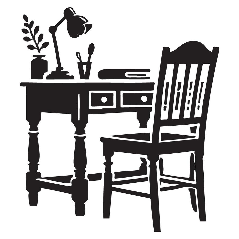 Desk and Chair Silhouette Graphic vector