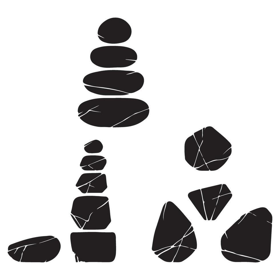 Stacking Stones Silhouette Illustration A Collection of Balanced Rock Formations vector