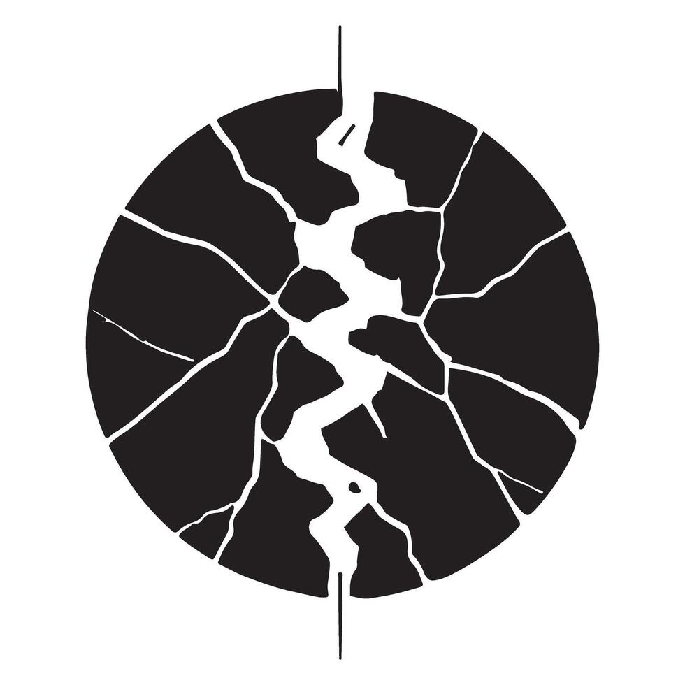 Cracked Circle Silhouette Illustration for Design vector