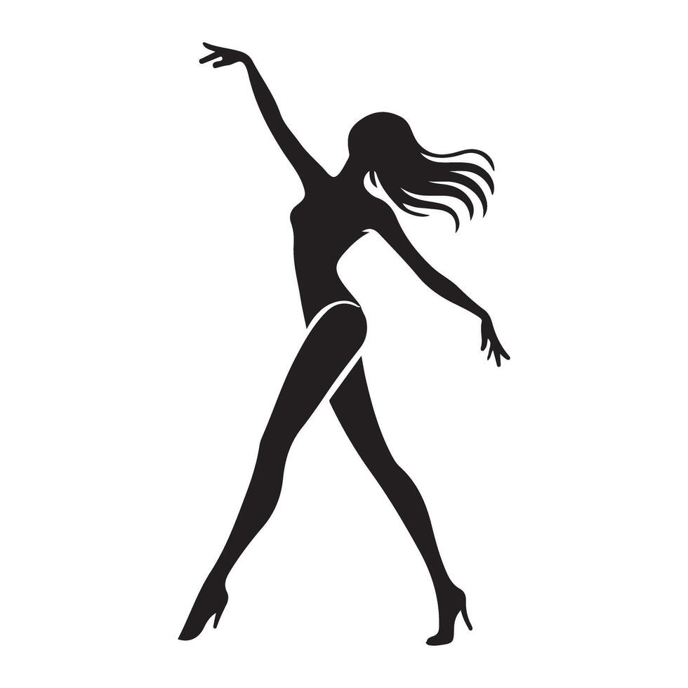 Elegant Woman Silhouette in Dancing Pose Art vector