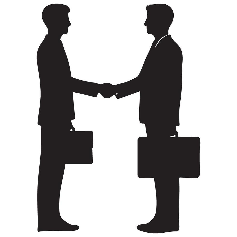 Silhouette of Two Businessmen Handshaking vector