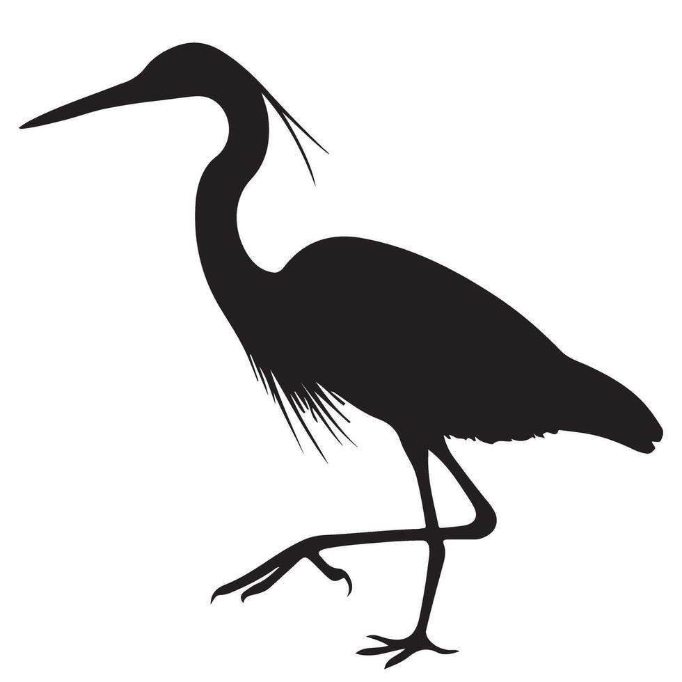 Blue Heron Bird Silhouette Illustration Graphic vector