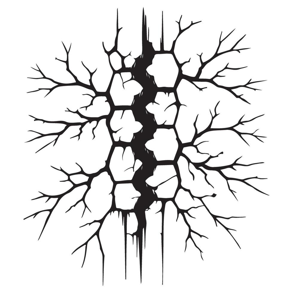 Another Black Silhouette Illustration of a Crack in the Earth vector