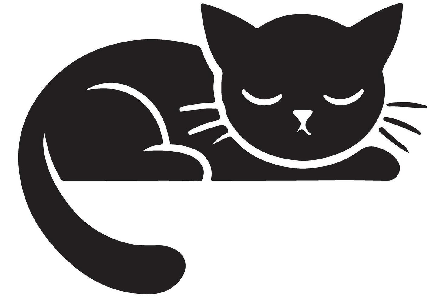 Sleeping Cat Silhouette Illustration Design vector