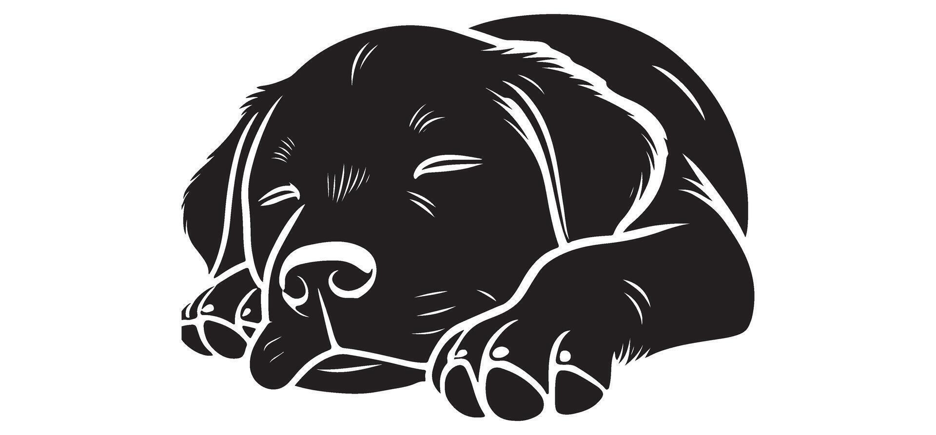 Sleeping Labrador Puppy Silhouette Illustration vector